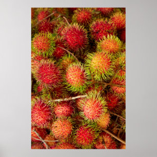 Rambutan-Frucht auf dem Can Duoc Markt Poster