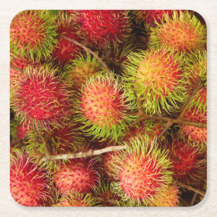 Rambutan-Frucht auf dem Can Duoc-Markt Rechteckiger Pappuntersetzer