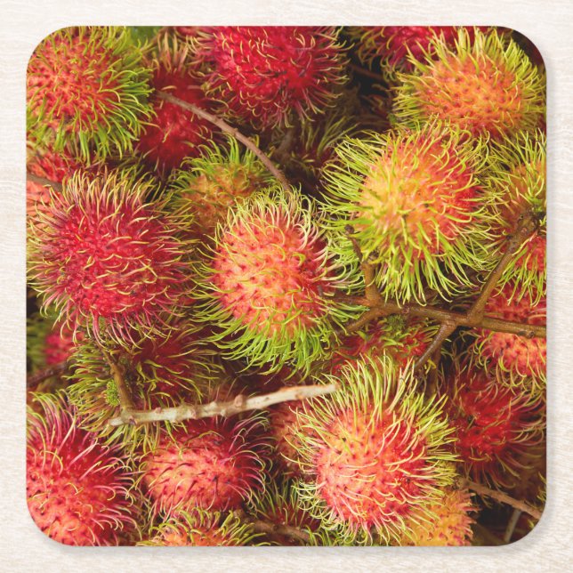 Rambutan Fruit auf dem Markt von Can Duoc Rechteckiger Pappuntersetzer (Vorderseite)