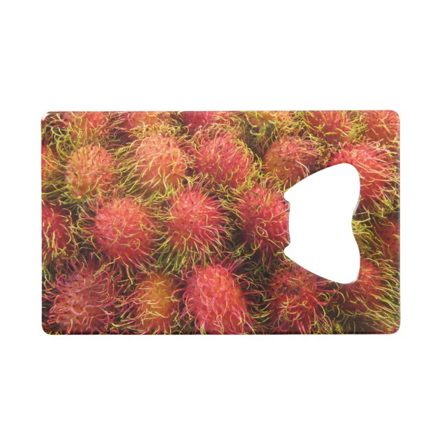 Rambutan Tropical Fruit Geldkarten Flaschenöffner (Vorderseite (Horizontal))