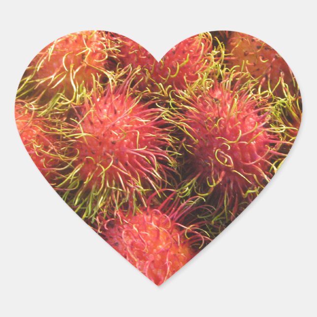 Rambutan Tropical Fruit Herz-Aufkleber (Vorderseite)