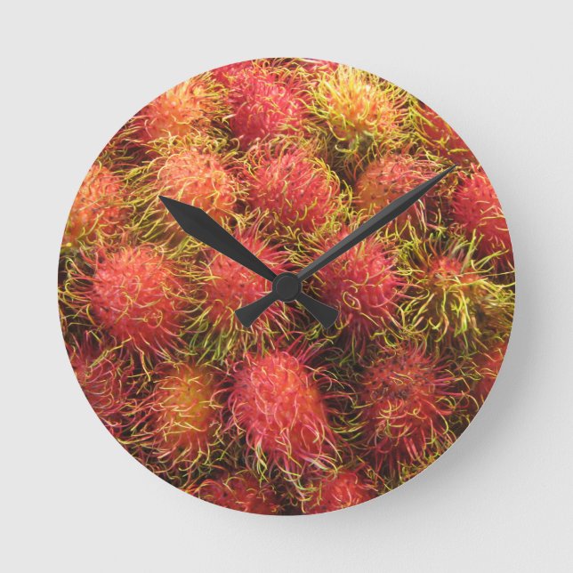 Rambutan Tropical Fruit Runde Wanduhr (Vorderseite)