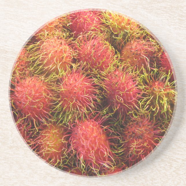 Rambutan Tropical Fruit Sandstein Untersetzer (Vorne)