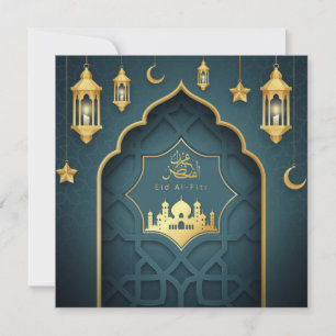 Ramdan Mubarak Gold Crescent Star Islamische Later Feiertagskarte