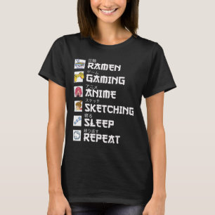 Ramen Anime Gaming Repeat Otaku Anime Manga Video T-Shirt