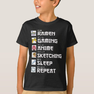Ramen Anime Gaming Wiederholung Otaku Anime Manga T-Shirt