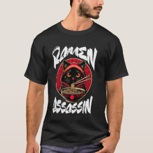 Ramen-Attentäter schwarze Katze lustige japanische T-Shirt