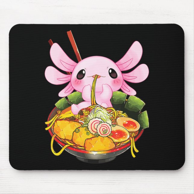 Ramen Axolotl Kawaii Anime Japanisches Lebensmitte Mousepad (Vorne)