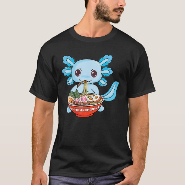 Ramen Axolotl Kawaii Niedlich Anime Otaku Japanisc T-Shirt (Vorderseite)