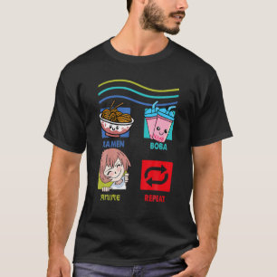 Ramen Boba Anime Repeat - Kawaii Bubble Tea Manga T-Shirt