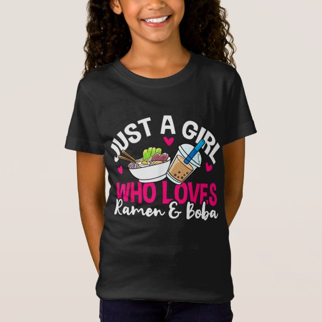 Ramen Boba Bubble Tea Kawaii Anime Girl T-Shirt (Vorderseite)