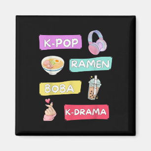 Ramen Boba K-drama Niedlich Kawaii T - Shirt.png Magnet