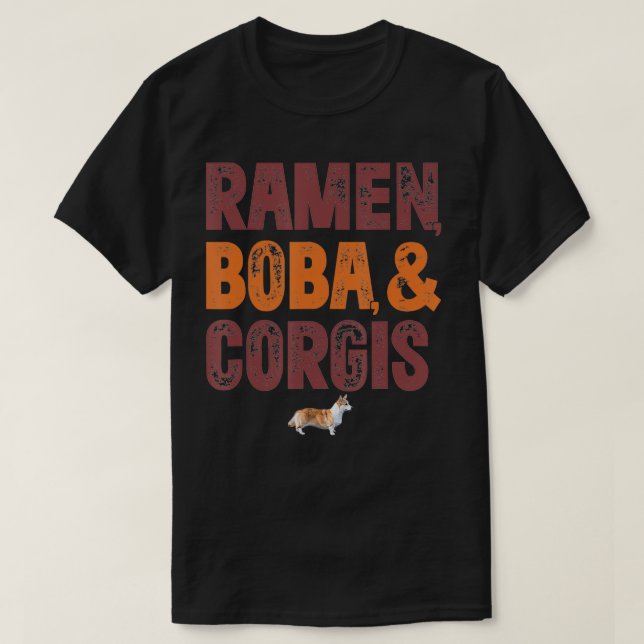Ramen Boba und Corgi T-Shirt (Design vorne)
