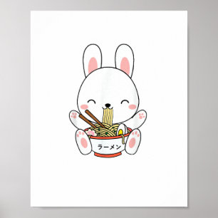 Ramen Bunny Bowl für Kawaii Ramen Noodle Soup Lieb Poster
