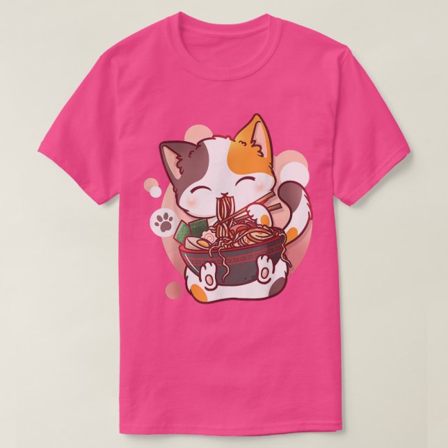 Ramen Cat Anime Bowl Kawaii Neko Japanese  T-Shirt (Design vorne)