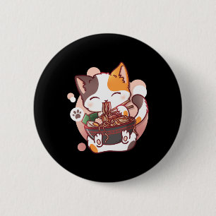Ramen Cat Anime Bowl Kawaii Neko Japanisch Button