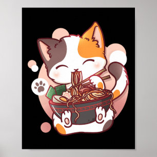 Ramen Cat Anime Bowl Kawaii Neko Japanisch Poster