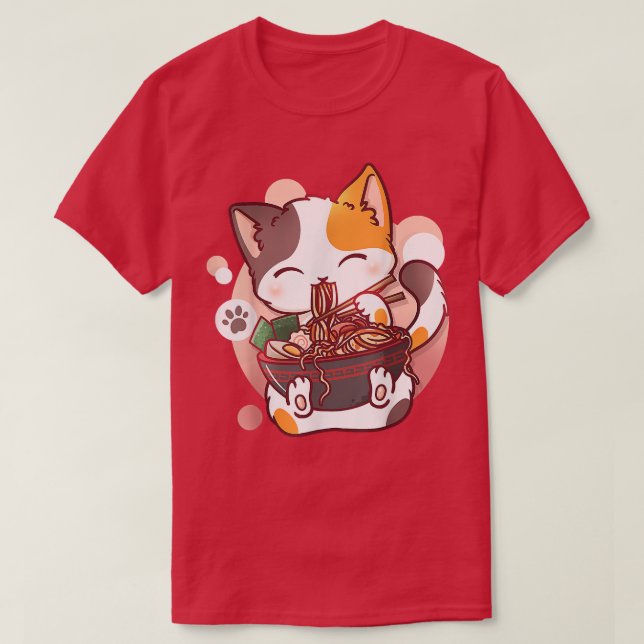 Ramen Cat Anime Bowl Kawaii Neko Japanische Mädche T-Shirt (Design vorne)
