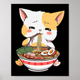 Ramen Cat Anime Bowl Kawaii Neko Japanischer Kinde Poster