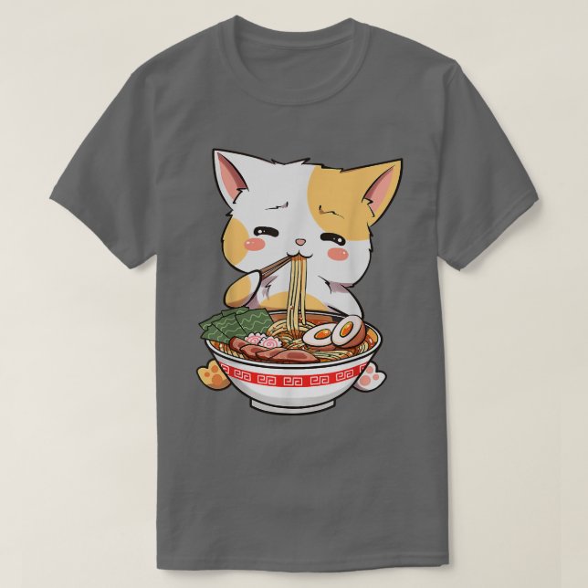 Ramen Cat Anime Bowl Kawaii Neko Japanischer Kinde T-Shirt (Design vorne)
