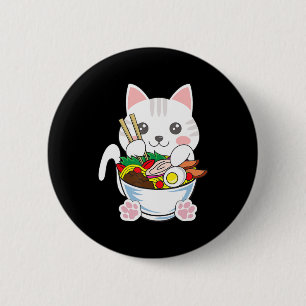 Ramen Cat Anime Bowl Kawaii Neko japanischer Leben Button