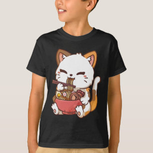Ramen Cat Anime Kawaii Cat Eating Ramen T-Shirt