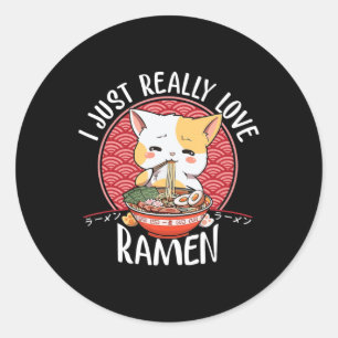 Ramen Cat Anime Kawaii Japanisches Geschenk Girls Runder Aufkleber