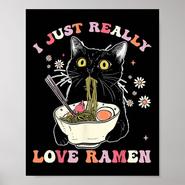 Ramen Cat Anime Kawaii Kleidung Otaku Kleidung Man Poster (Vorne)
