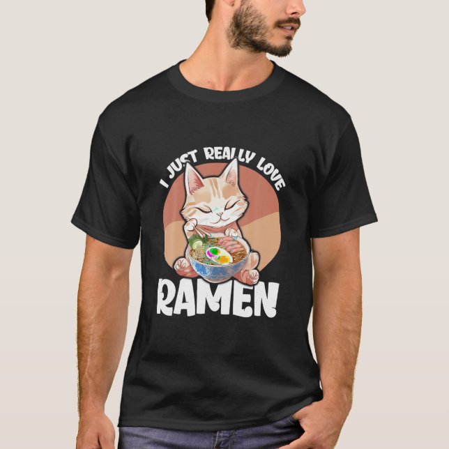 Ramen Cat Anime Kawaii Kleidung Otaku Kleidung Man T-Shirt (Vorderseite)