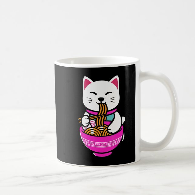 Ramen Cat Anime Neko Gift Kawaii Kaffeetasse (Rechts)