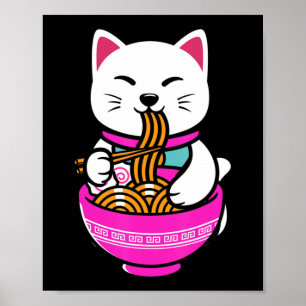 Ramen Cat Anime Neko Gift Kawaii Poster