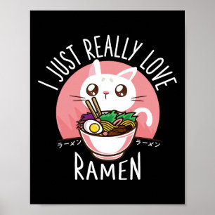 Ramen Cat Anime Shirt - Kawaii Kleidung Otaku Tuch Poster