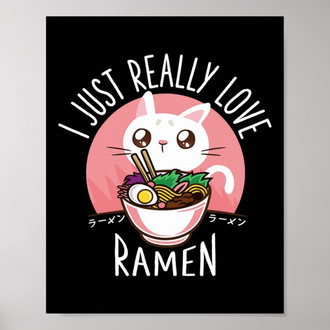 Ramen Cat Anime Shirt - Kawaii Kleidung Otaku Tuch Poster (Vorne)