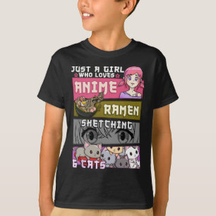 Ramen Cat Anime Sketching Just A Girl Who Lieben T-Shirt