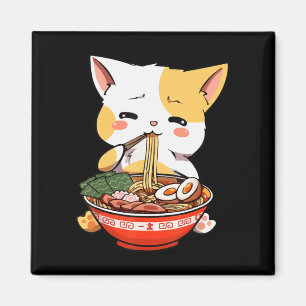 Ramen Cat Eating Noodles Kawaii Anime Merch Gift G Magnet