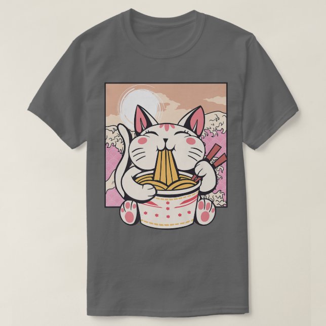 Ramen Cat Japanischer Anime Kawaii Niedliche korea T-Shirt (Design vorne)
