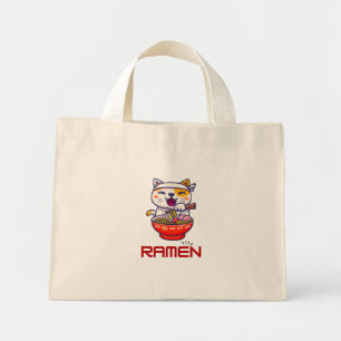 Ramen Cat Kawaii Anime Cat Ramen Lover Kawaii Mini Stoffbeutel