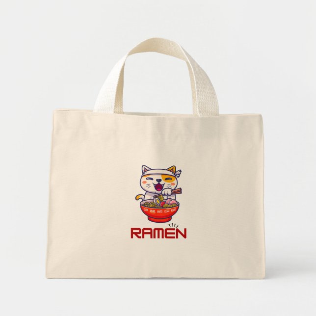 Ramen Cat Kawaii Anime Cat Ramen Lover Kawaii Mini Stoffbeutel (Vorne)