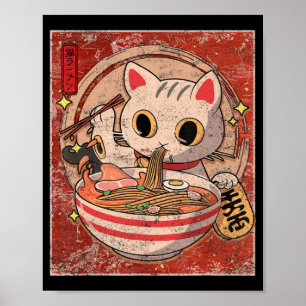 Ramen Cat Kawaii Anime Japanese Food Gift Girls Th Poster