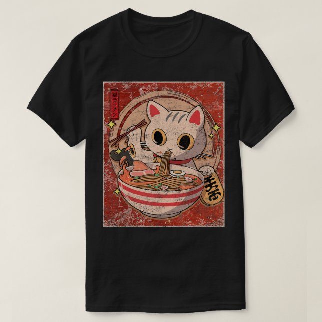 Ramen Cat Kawaii Anime Japanese Food Gift Girls Th T-Shirt (Design vorne)