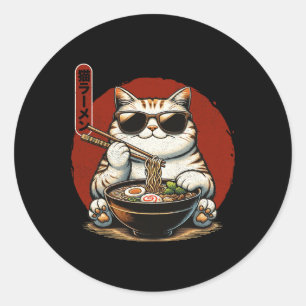 Ramen Cat Kawaii Anime Japanisch Kawaii Neko 1 Runder Aufkleber
