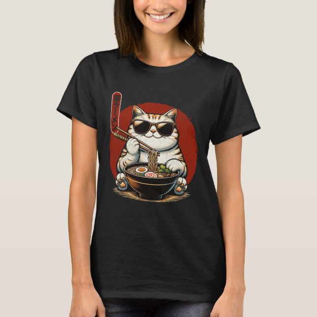 Ramen Cat Kawaii Anime Japanisch Kawaii Neko 1 T-Shirt (Vorderseite)