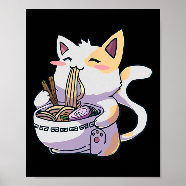 Ramen Cat Kawaii Anime Japanisch Kawaii Neko Poster (Vorne)
