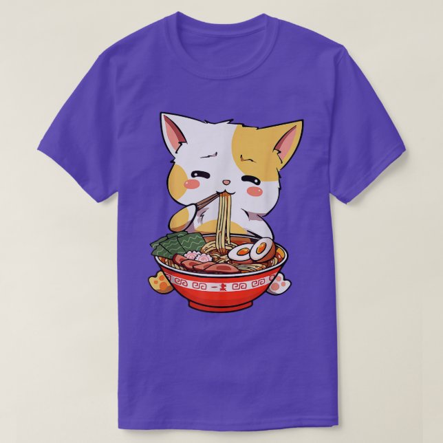 Ramen Cat Kawaii Anime japanische Lebensmittelmädc T-Shirt (Design vorne)
