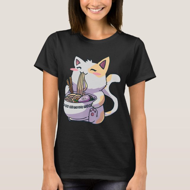 Ramen Cat Kawaii Anime Japanisches Geschenk T-Shirt (Vorderseite)