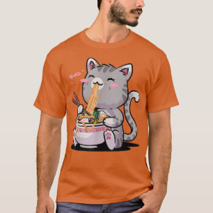 Ramen Cat Kawaii Anime Japanisches Lebensmittelges T-Shirt