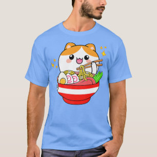 Ramen Cat Kawaii Anime Manga Niedlich Neko Eating  T-Shirt