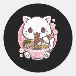Ramen Cat Kawaii Anime Ramen Cat Cat Lovers Kawaii Runder Aufkleber