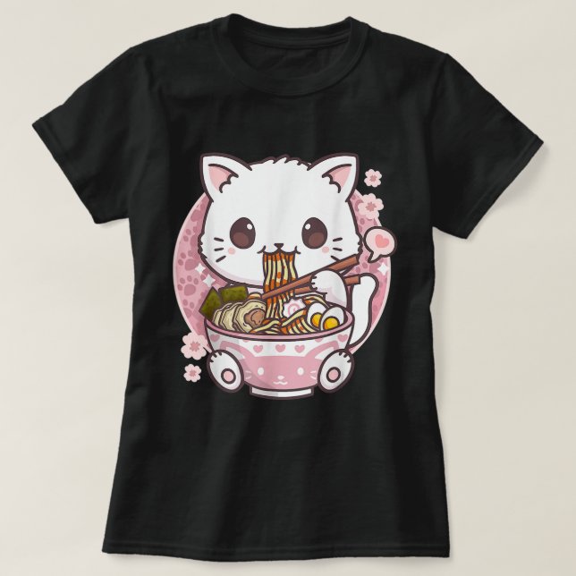 Ramen Cat Kawaii Anime Ramen Cat Cat Lovers Kawaii T-Shirt (Design vorne)