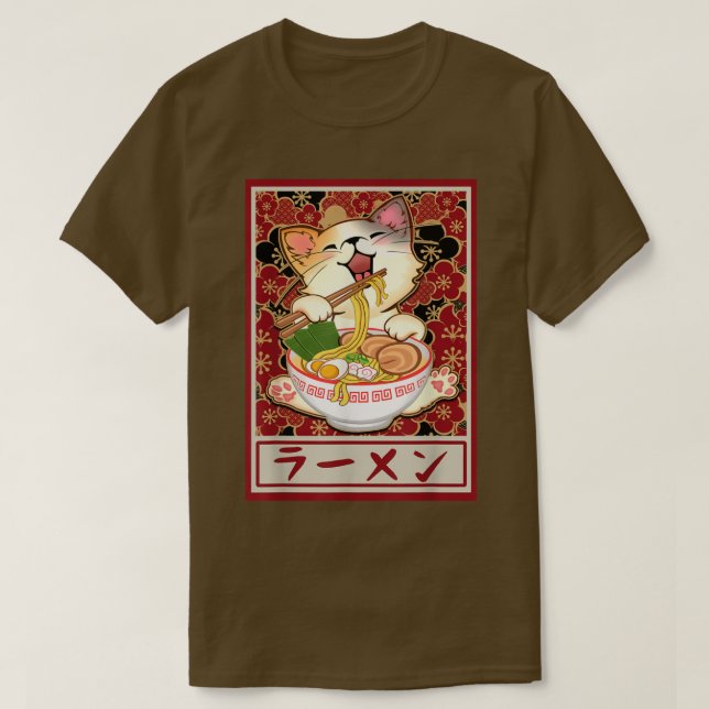 Ramen Cat Kawaii Neko Anime Japanese Food Teens Bo T-Shirt (Design vorne)